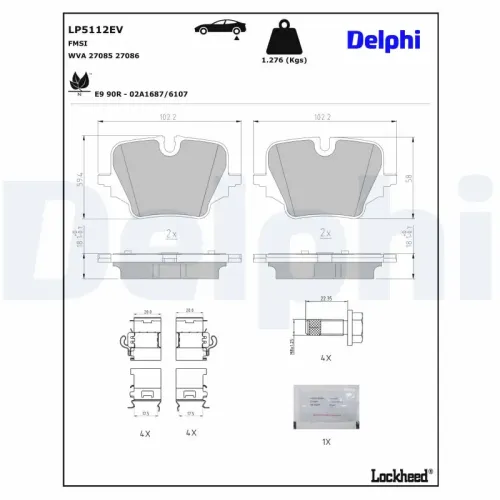 Bremsbelagsatz, Scheibenbremse Hinterachse DELPHI LP5112EV Bild Bremsbelagsatz, Scheibenbremse Hinterachse DELPHI LP5112EV