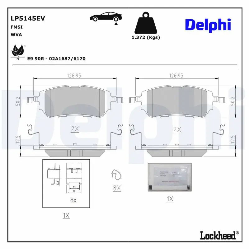 Bremsbelagsatz, Scheibenbremse Hinterachse DELPHI LP5145EV