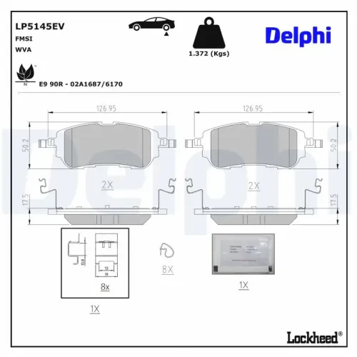 Bremsbelagsatz, Scheibenbremse Hinterachse DELPHI LP5145EV Bild Bremsbelagsatz, Scheibenbremse Hinterachse DELPHI LP5145EV