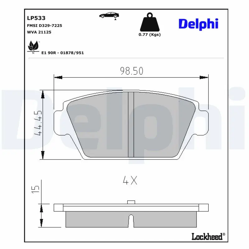 Bremsbelagsatz, Scheibenbremse Hinterachse DELPHI LP533