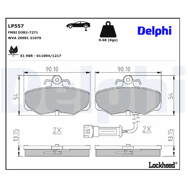 Bremsbelagsatz, Scheibenbremse DELPHI LP557