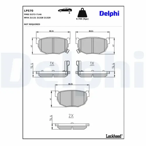 Bremsbelagsatz, Scheibenbremse DELPHI LP570 Bild Bremsbelagsatz, Scheibenbremse DELPHI LP570