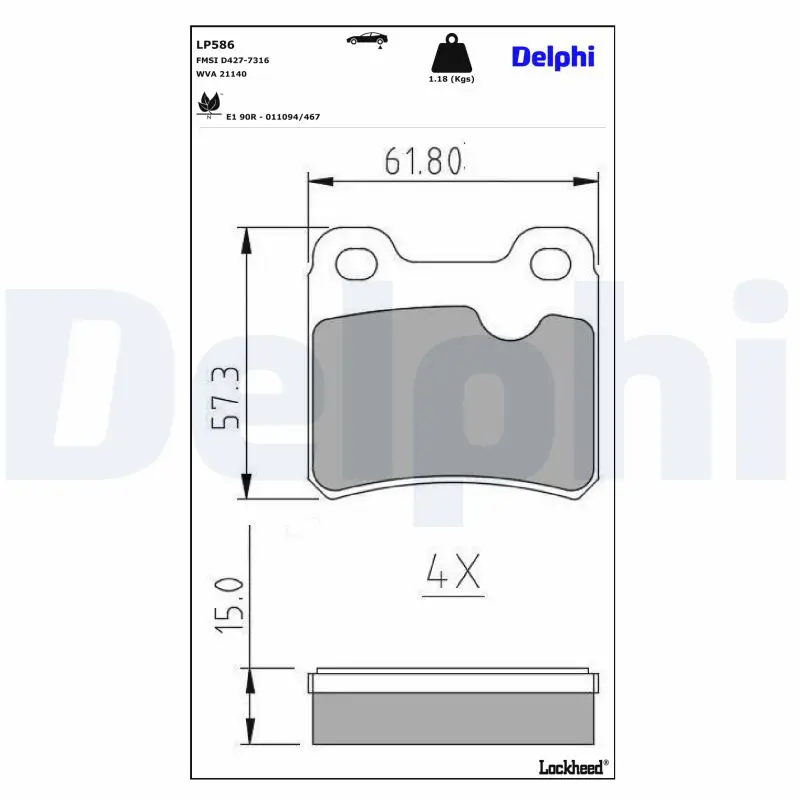 Bremsbelagsatz, Scheibenbremse DELPHI LP586