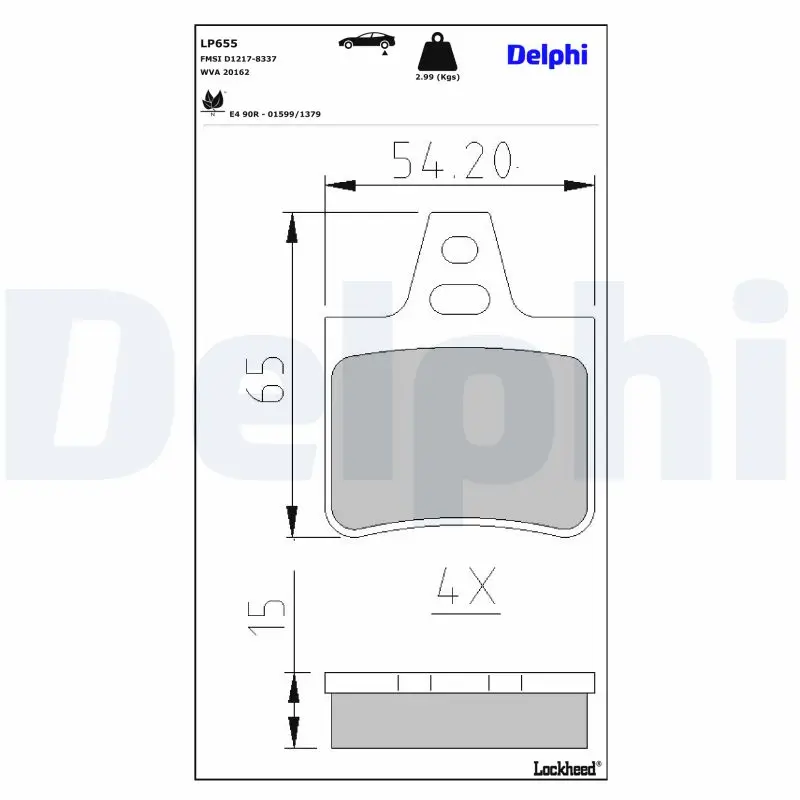 Bremsbelagsatz, Scheibenbremse Hinterachse DELPHI LP655