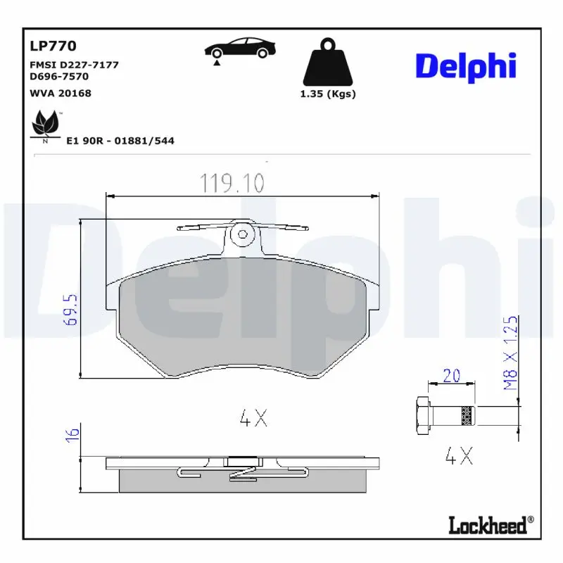 Bremsbelagsatz, Scheibenbremse DELPHI LP770
