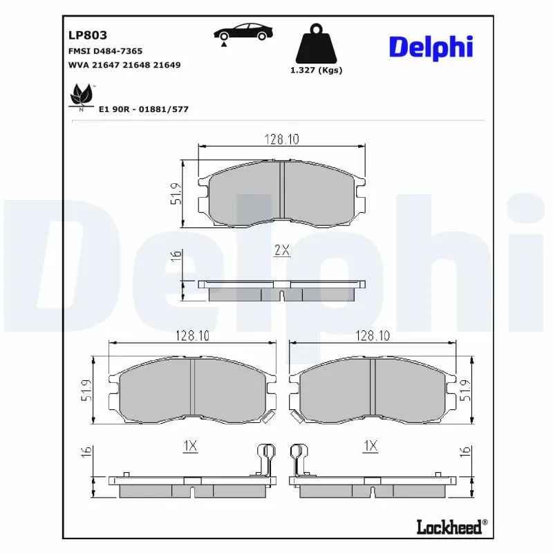 Bremsbelagsatz, Scheibenbremse DELPHI LP803