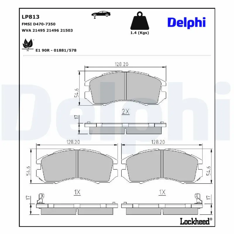 Bremsbelagsatz, Scheibenbremse Vorderachse DELPHI LP813