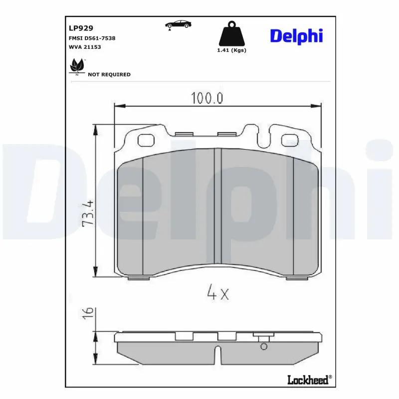 Bremsbelagsatz, Scheibenbremse Vorderachse DELPHI LP929