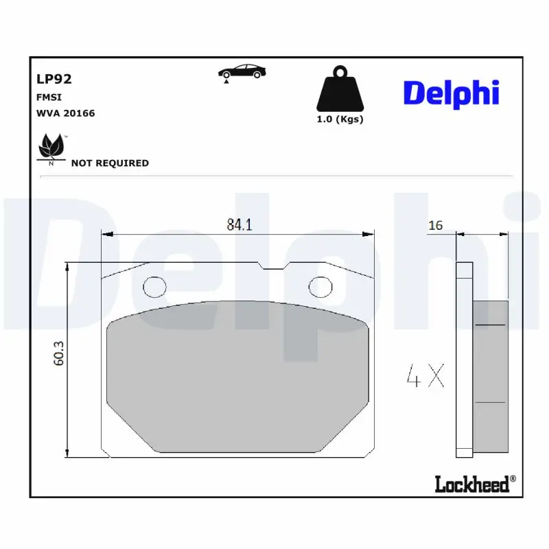 Bremsbelagsatz, Scheibenbremse DELPHI LP92