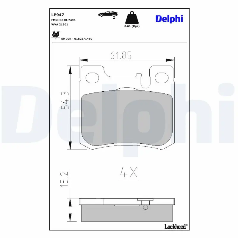 Bremsbelagsatz, Scheibenbremse Hinterachse DELPHI LP947