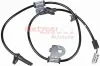 Sensor, Raddrehzahl Vorderachse links METZGER AUTOTEILE 09001199