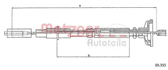 Seilzug, Kupplungsbetätigung METZGER 10.315 Bild Seilzug, Kupplungsbetätigung METZGER 10.315