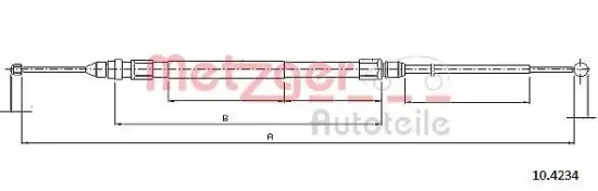 Seilzug, Feststellbremse hinten links hinten rechts METZGER AUTOTEILE 10.4234 Bild Seilzug, Feststellbremse hinten links hinten rechts METZGER AUTOTEILE 10.4234