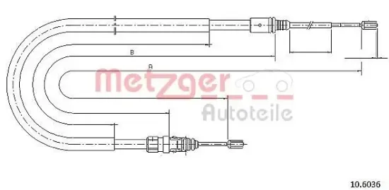 Seilzug, Feststellbremse hinten links hinten rechts METZGER AUTOTEILE 10.6036 Bild Seilzug, Feststellbremse hinten links hinten rechts METZGER AUTOTEILE 10.6036
