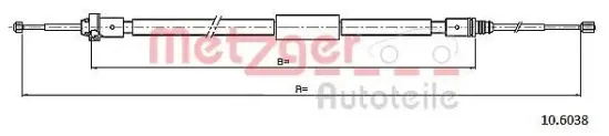 Seilzug, Feststellbremse hinten links hinten rechts METZGER AUTOTEILE 10.6038 Bild Seilzug, Feststellbremse hinten links hinten rechts METZGER AUTOTEILE 10.6038