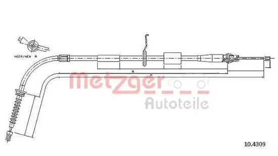 Seilzug, Feststellbremse hinten links METZGER AUTOTEILE 10.4309 Bild Seilzug, Feststellbremse hinten links METZGER AUTOTEILE 10.4309
