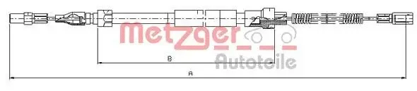 Seilzug, Feststellbremse hinten links hinten rechts METZGER 10.7383