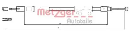 Seilzug, Feststellbremse hinten links METZGER AUTOTEILE 10.9837 Bild Seilzug, Feststellbremse hinten links METZGER AUTOTEILE 10.9837
