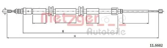 Seilzug, Feststellbremse hinten links hinten rechts METZGER AUTOTEILE 11.6682 Bild Seilzug, Feststellbremse hinten links hinten rechts METZGER AUTOTEILE 11.6682