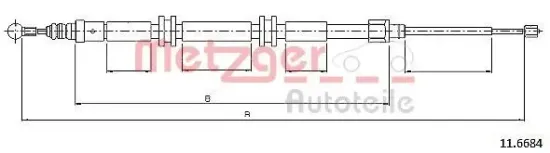 Seilzug, Feststellbremse hinten links hinten rechts METZGER AUTOTEILE 11.6684 Bild Seilzug, Feststellbremse hinten links hinten rechts METZGER AUTOTEILE 11.6684