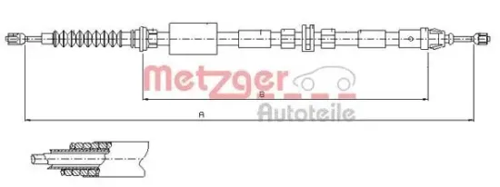 Seilzug, Feststellbremse hinten links hinten rechts METZGER AUTOTEILE 11.5511 Bild Seilzug, Feststellbremse hinten links hinten rechts METZGER AUTOTEILE 11.5511
