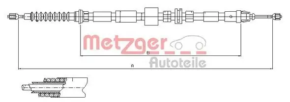 Seilzug, Feststellbremse hinten links hinten rechts METZGER AUTOTEILE 11.5512