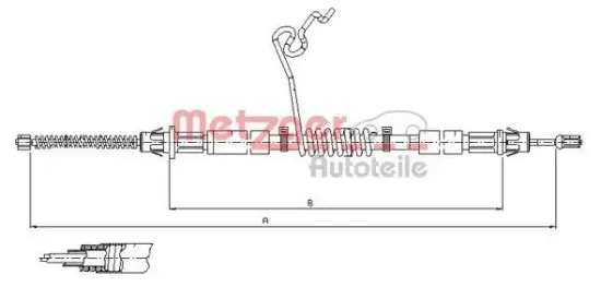 Seilzug, Feststellbremse hinten rechts METZGER AUTOTEILE 11.5668 Bild Seilzug, Feststellbremse hinten rechts METZGER AUTOTEILE 11.5668
