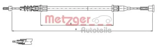 Seilzug, Feststellbremse hinten rechts METZGER AUTOTEILE 11.5768 Bild Seilzug, Feststellbremse hinten rechts METZGER AUTOTEILE 11.5768