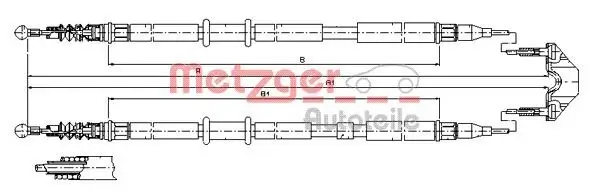 Seilzug, Feststellbremse hinten METZGER AUTOTEILE 11.5952