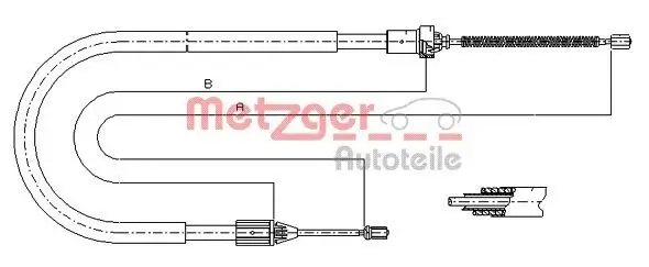 Seilzug, Feststellbremse hinten rechts METZGER AUTOTEILE 11.6583