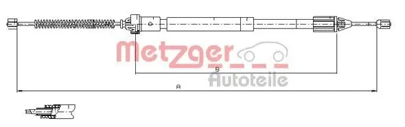 Seilzug, Feststellbremse hinten links METZGER AUTOTEILE 11.6597