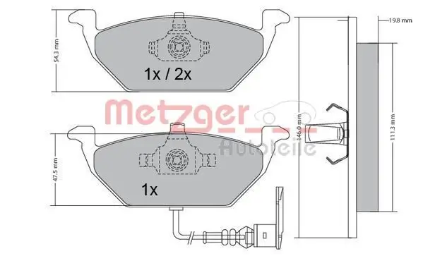 Bremsbelagsatz, Scheibenbremse METZGER 1170002