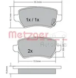 Bremsbelagsatz, Scheibenbremse METZGER 1170004