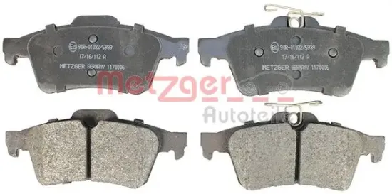 Bremsbelagsatz, Scheibenbremse Hinterachse METZGER AUTOTEILE 1170006 Bild Bremsbelagsatz, Scheibenbremse Hinterachse METZGER AUTOTEILE 1170006