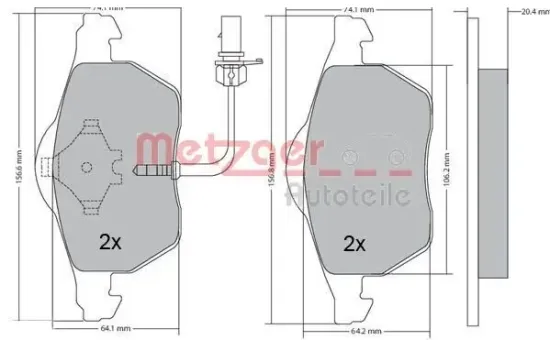 Bremsbelagsatz, Scheibenbremse METZGER 1170020 Bild Bremsbelagsatz, Scheibenbremse METZGER 1170020