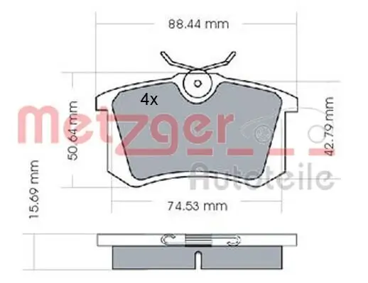 Bremsbelagsatz, Scheibenbremse METZGER 1170022 Bild Bremsbelagsatz, Scheibenbremse METZGER 1170022