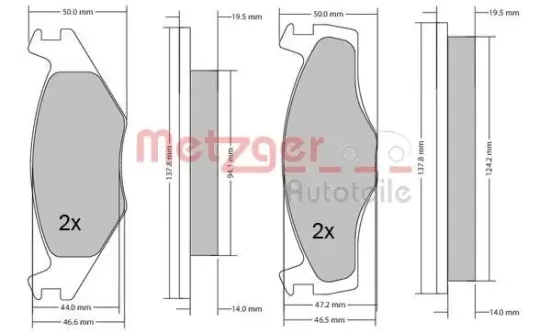 Bremsbelagsatz, Scheibenbremse Vorderachse METZGER 1170033 Bild Bremsbelagsatz, Scheibenbremse Vorderachse METZGER 1170033