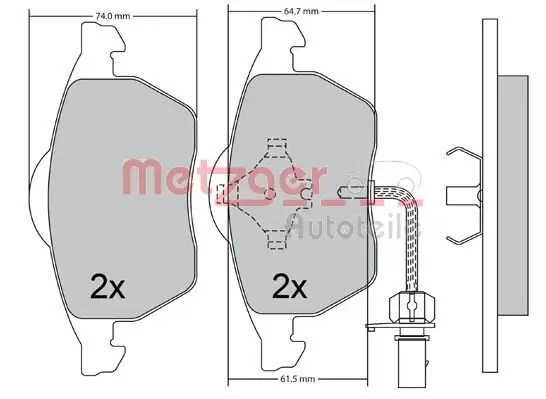 Bremsbelagsatz, Scheibenbremse METZGER 1170036