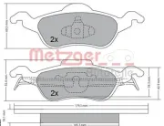 Bremsbelagsatz, Scheibenbremse METZGER 1170038