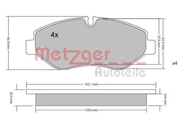 Bremsbelagsatz, Scheibenbremse METZGER 1170040