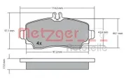 Bremsbelagsatz, Scheibenbremse METZGER 1170041