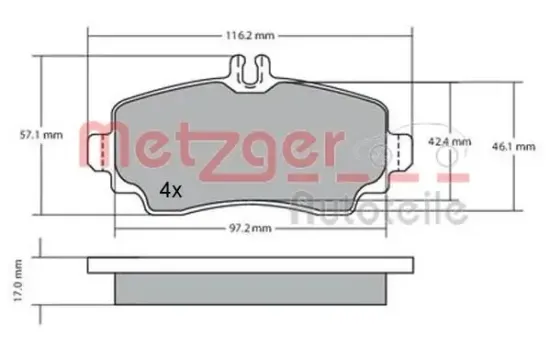 Bremsbelagsatz, Scheibenbremse METZGER 1170041 Bild Bremsbelagsatz, Scheibenbremse METZGER 1170041