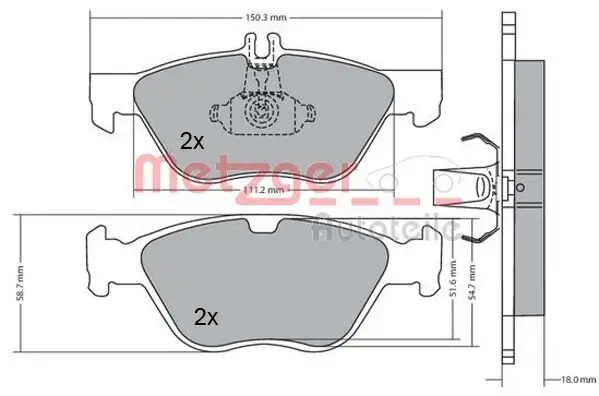 Bremsbelagsatz, Scheibenbremse METZGER 1170065