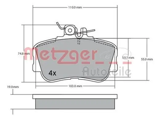 Bremsbelagsatz, Scheibenbremse METZGER 1170069