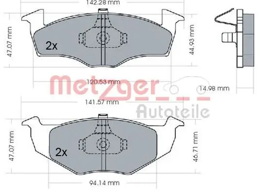 Bremsbelagsatz, Scheibenbremse METZGER 1170072 Bild Bremsbelagsatz, Scheibenbremse METZGER 1170072