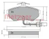 Bremsbelagsatz, Scheibenbremse Vorderachse METZGER 1170082 Bild Bremsbelagsatz, Scheibenbremse Vorderachse METZGER 1170082