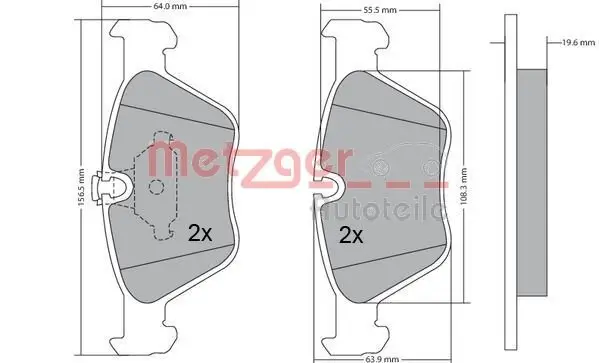 Bremsbelagsatz, Scheibenbremse METZGER 1170086