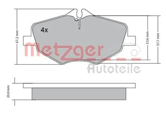 Bremsbelagsatz, Scheibenbremse METZGER 1170087 Bild Bremsbelagsatz, Scheibenbremse METZGER 1170087