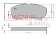 Bremsbelagsatz, Scheibenbremse METZGER 1170093