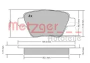 Bremsbelagsatz, Scheibenbremse METZGER 1170106